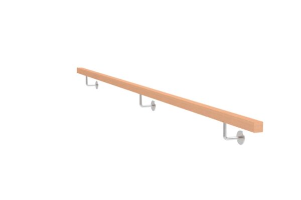 Drevené madlo BUK a nerezové držiaky, JP40x40mm/L3000mm WBJP/M-3000