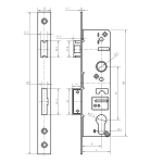 Zámok pre cylin.vložku do JP profilu 60x40mm predná lišta nerez
