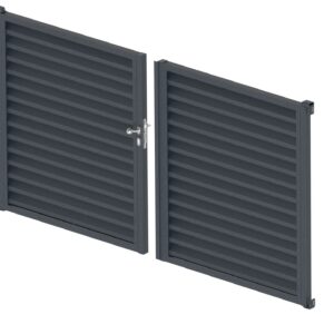 Hliníková žalúziová dvojkrídlová brána 3,92x1,85m s kosodĺžnikovou výplňou 20x105 Antracit RAL 7016 - set