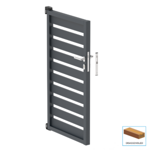 Hliníková jednokrídlová brána 1,025x1,50m s obdĺžnikovou výplňou 20x100 Antracit R7016 - set