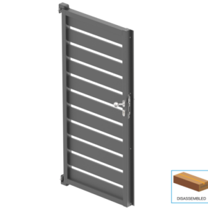 Hliníková jednokrídlová bránka 1,025x1,85m, s obdĺžnikovou výplňou 20x100 mm Antracit R7016 - set