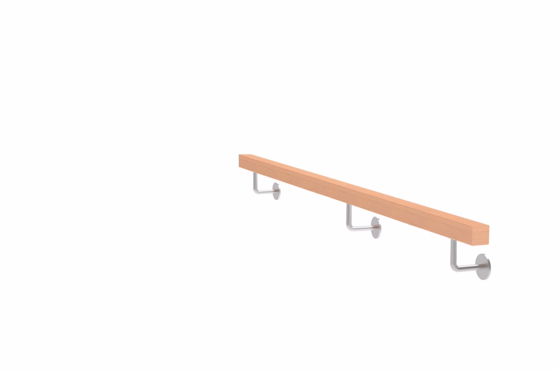 Drevené madlo BUK a nerezové držiaky, JP40x40mm/L2000mm