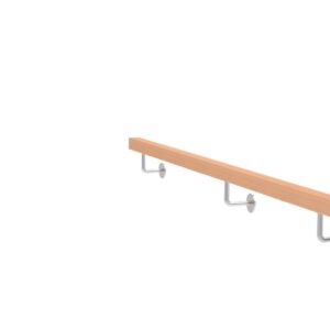 Drevené madlo BUK - CINK a nerezové držiaky, JP40x40mm/L2000mm