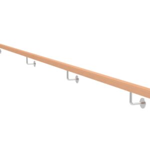 Drevené madlo BUK - CINK a nerezové držiaky, JP40x40mm/L4000mm