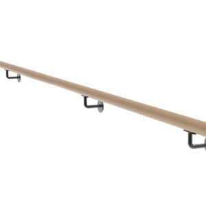 Drevené madlo DUB - lakované a nerezové držiaky, L3000mm